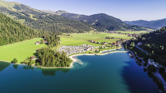 Austria, Tyrol, Scholastika and Caravan Park, Lake Achensee, View to Seekarspitze - AIF00547