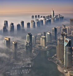 Aerial view of the cityscape of Dubai, United Arab Emirates, with the marina in the foreground. - MINF08052