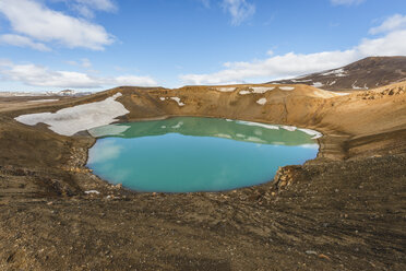 Iceland, Myvatn, Krafla, crater with lake stock photo