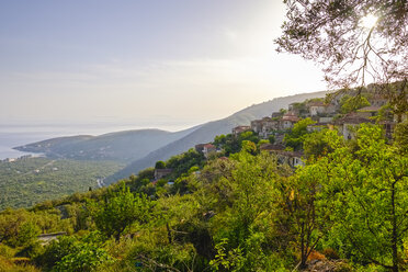 Albania, Vlore County, near Himara, View from mountain village Qeparo - SIEF07890