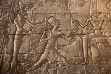 Close up of stone wall with ancient Egyptian bas-relief depicting Pharaoh. - MINF08795