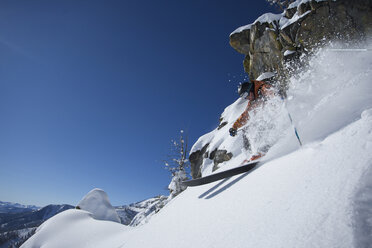 A man skis in powder snow in Wyoming. - AURF00876