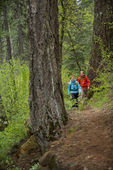 Mann und Frau wandern in McCloud, Kalifornien. - AURF01355