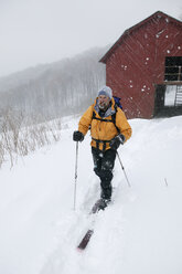 Male backcountry skier in the high country north of Asheville, NC - AURF01365