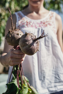 Young woman holding beetroot - BZF00457