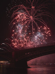 Germany, Wiesbaden, Theodor Heuss Bridge, fireworks at Rhine river - BSCF00567