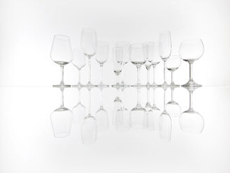 Various empty glasses in a row - KSWF01967