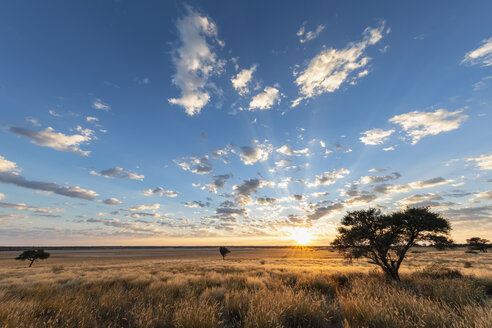 Africa, Botswana, Kgalagadi Transfrontier Park, Mabuasehube Game Reserve, Mabuasehube Pan at sunrise - FOF10209