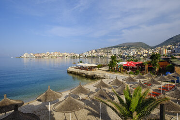 Albania, Vlore County, Saranda, beach and beach promenade - SIE07954