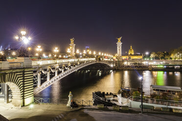 France, Paris, Pont Alexandre III bridge, Seine river at night - WDF04805