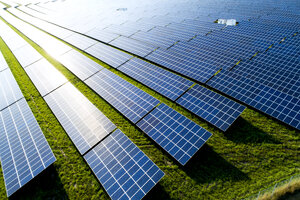 Germany, Bavaria, Aerial view of photovoltaic plant - MAEF12719