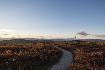 Trailrunner bei Sonnenuntergang mit den White Mountains im Hintergrund. - AURF02252