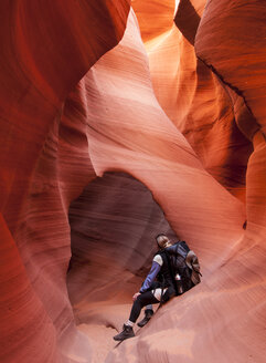 Hiker in Antalope Canyon, Arizona - AURF02365