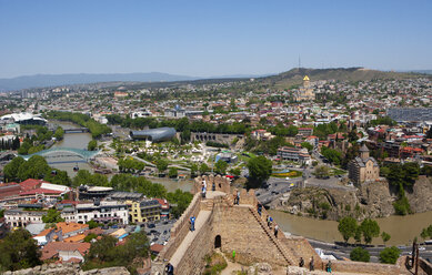 Georgien, Tiflis, Blick von der Festung Narikala über den Fluss Kura - WW04316