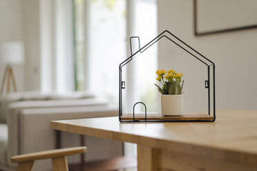House model with potted flower inside on table - KNSF04729