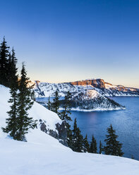 Winter sunrise and Wizard Island, Crater Lake National Park, Oregon - AURF02807
