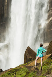 Woman hiking near Vernal Falls - AURF02818