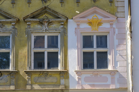 Deutschland, Augsburg, Lechviertel, Haus Gignoux, renovierte Fassade, lizenzfreies Stockfoto