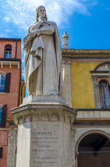 Italy Verona statue of Dante Alighieri at Piazza dei Signori