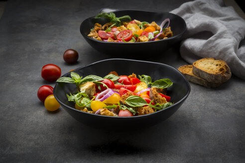 Panzanella made of roasted Ciabatta, rocket, red onions, tomatoes and basil - LVF07409