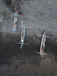 Indonesia, Bali, Aerial view of traditional boats - KNTF01232