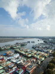Indonesia, Bali, Aerial view of harbour with ships - KNTF01251