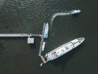 Indonesia, Bali, Aerial view of luxury yachts - KNTF01281