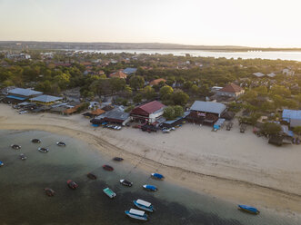 Indonesia, Bali, Aerial view of Benoa beach at sunset - KNTF01319