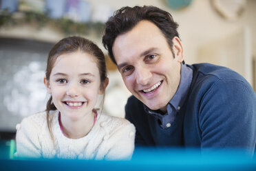 Portrait smiling father and daughter - HOXF03810