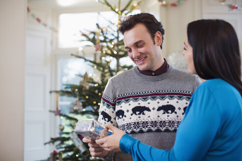 Ehefrau macht ihrem Mann ein Weihnachtsgeschenk - HOXF03829