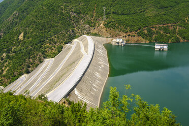 Albania, Shkoder, Drin river, dam wall of Fierza reservoir, Liqeni i Fierzes - SIEF08026