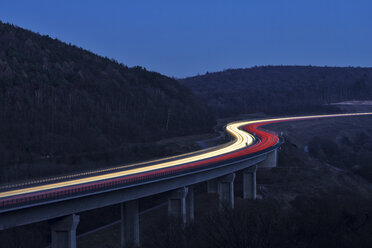 Germany, Bavaria, S-shaped highway A3 between Würzburg and Aschaffenburg, long exposure - RUEF01951