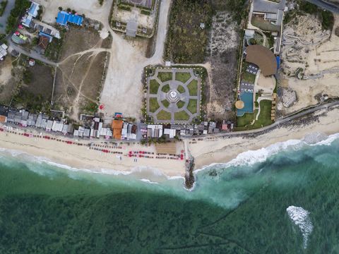Indonesia, Bali, Aerial view of Pandawa beach stock photo