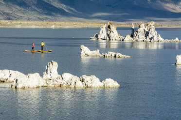 A woman and her daughter stand up paddleboarding on Mono Lake, Lee Vining, California. - AURF04613