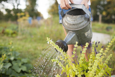 A Young Girl Waters Her Garden In Fort Langley - AURF04643