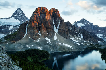 Mt Assiniboine, and Starburst lake, sunrise - AURF04725