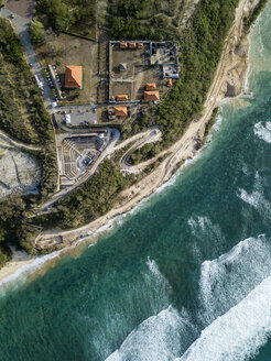 Indonesia, Bali, Aerial view of Temple complex at Payung beach - KNTF01484