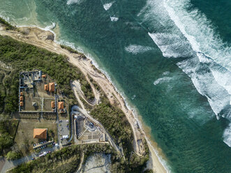 Indonesia, Bali, Aerial view of Temple complex at Payung beach - KNTF01485