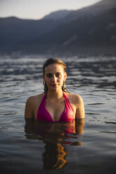 Portrait of beautiful young woman in a lake - MRAF00302