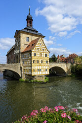 Deutschland, Bayern, Oberfranken, Bamberg, Altes Rathaus, Obere Brücke und Regnitz - LHF00571