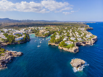 Spain, Mallorca, Portocolom, Aerial view of Cala d'Or and bay Cala Ferrera - AMF05931