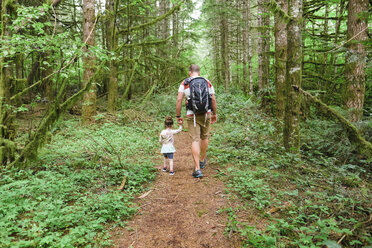 Father with his daughter hiking the Horse Rock Ridge Trail near Eugene Oregon. - AURF05090