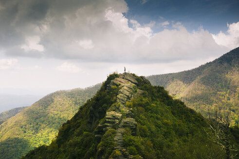 Distant View Of A Man Standing On A Mountain Top In The Smoky Mountain National Park - AURF05099