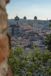 Germany, Bavaria, Passau, City view with St. Stephen's Cathedral - HAMF00369
