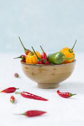 Bowl of various chili pods - JUNF01250