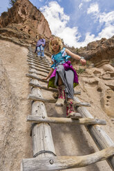 Mother and little daughter visiting Bandelier National Monument, White Rock, New Mexico, USA - AURF05471