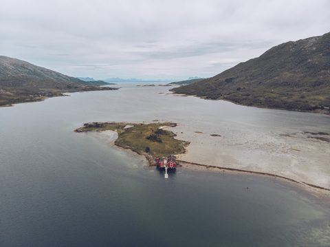 Norwegen, Luftaufnahme der Insel, lizenzfreies Stockfoto