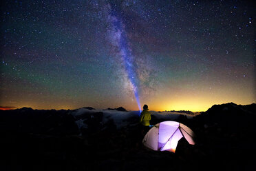 Camper directs Flashlight Along The Milky Way - AURF06045