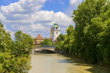 Deutschland, Bayern, München, Isar, Mueller's Bad und Muffatwerk, Ludwigsbrücke - LBF02111