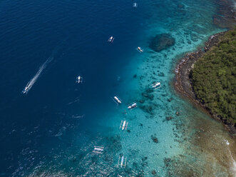 Indonesia, Bali, Aerial view of Blue Lagoon beach - KNTF01824